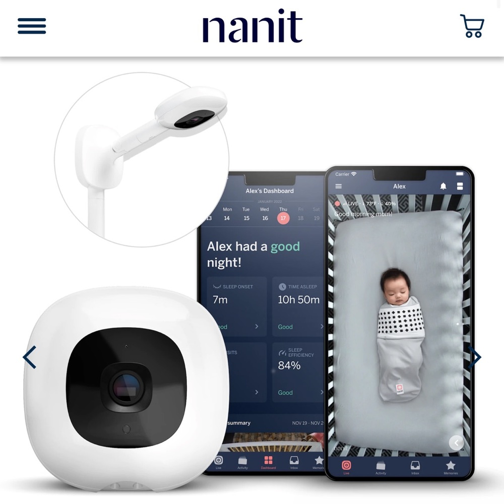 Nanit smart baby monitor, with wall mount, used for < 9 months